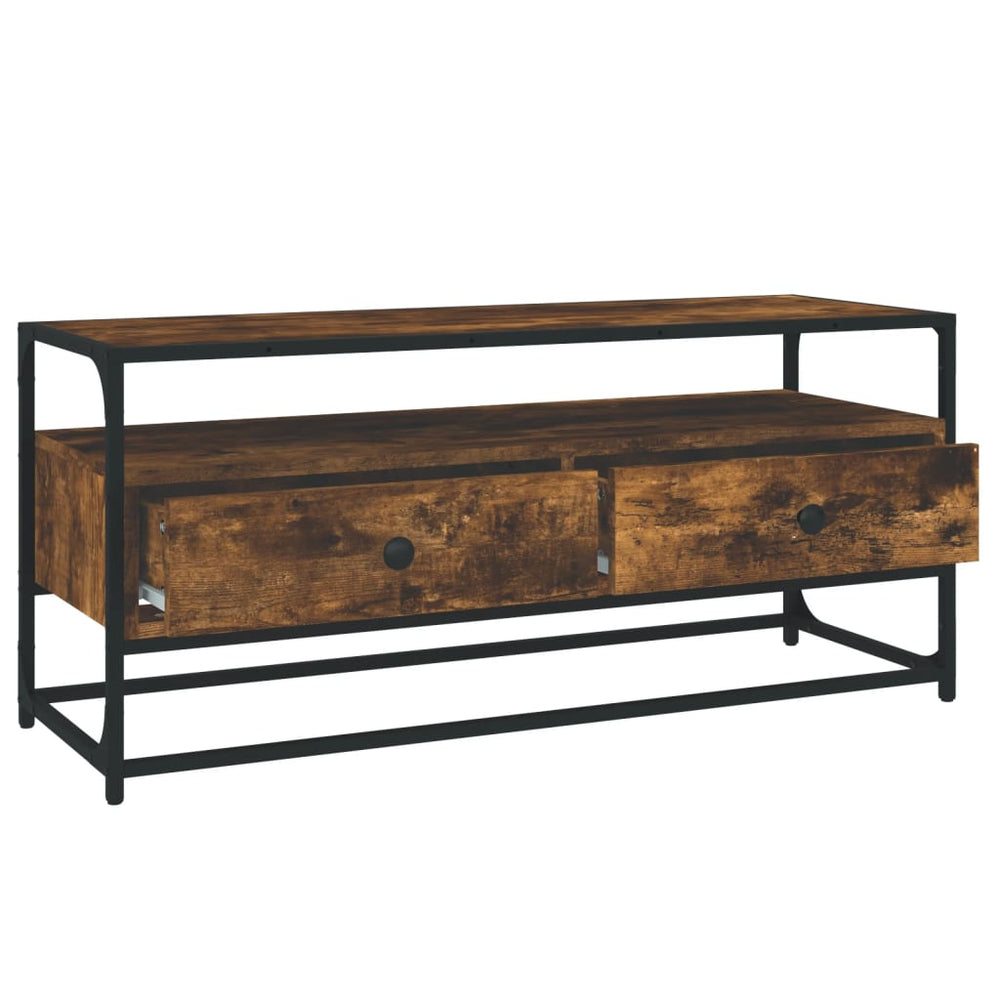 Tv-meubel 100x35x45 cm bewerkt hout gerookt eikenkleurig MeubelReus