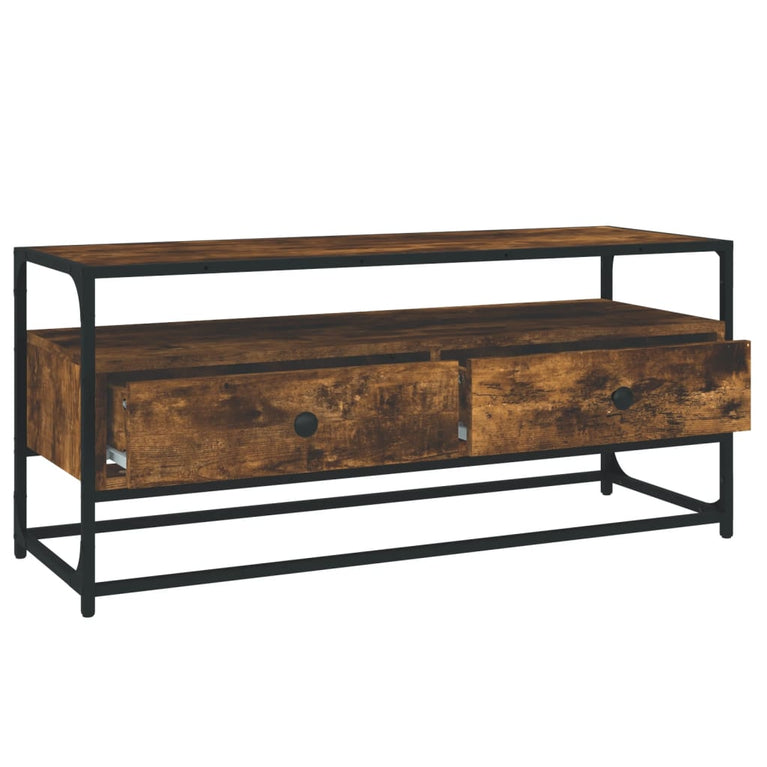Tv-meubel 100x35x45 cm bewerkt hout gerookt eikenkleurig MeubelReus