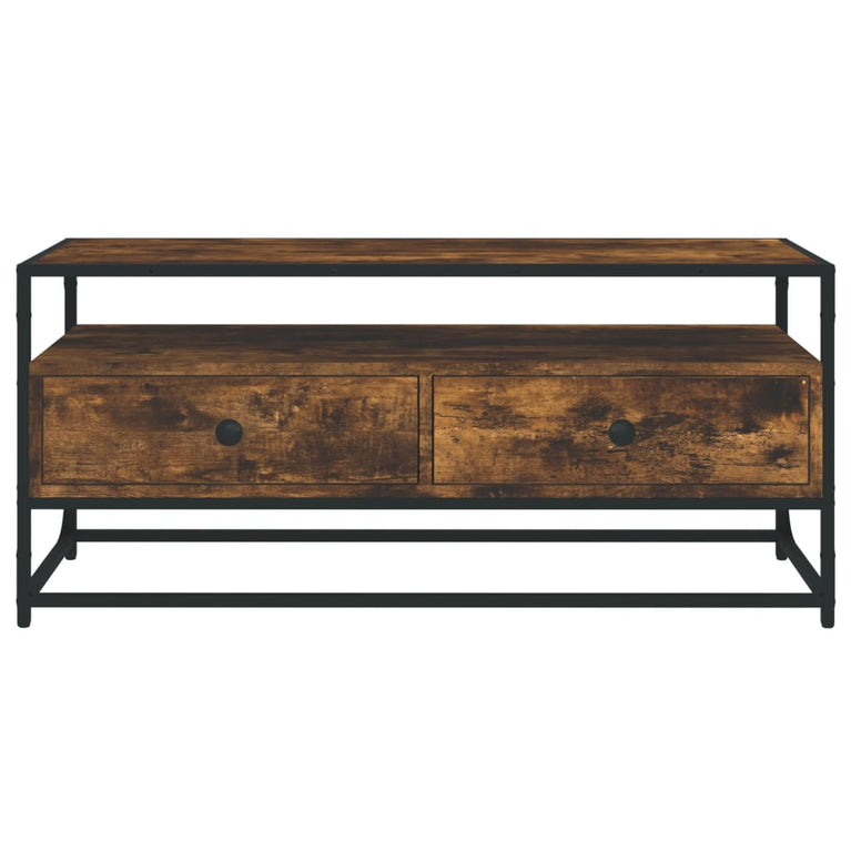 Tv-meubel 100x35x45 cm bewerkt hout gerookt eikenkleurig MeubelReus