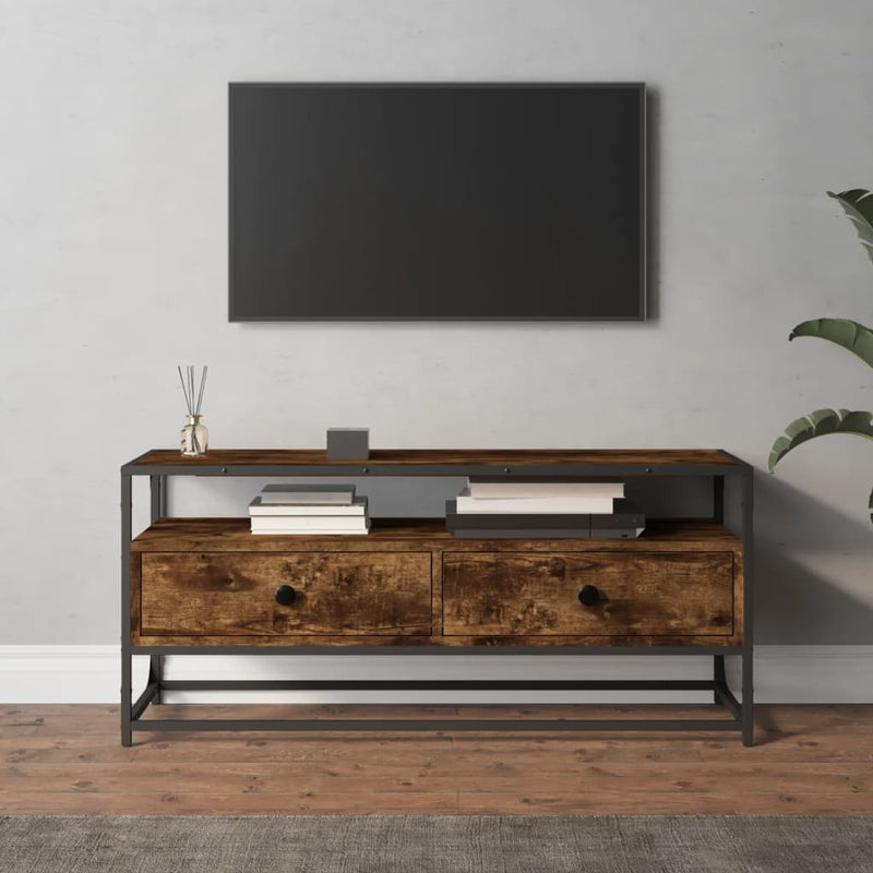Tv-meubel 100x35x45 cm bewerkt hout gerookt eikenkleurig MeubelReus