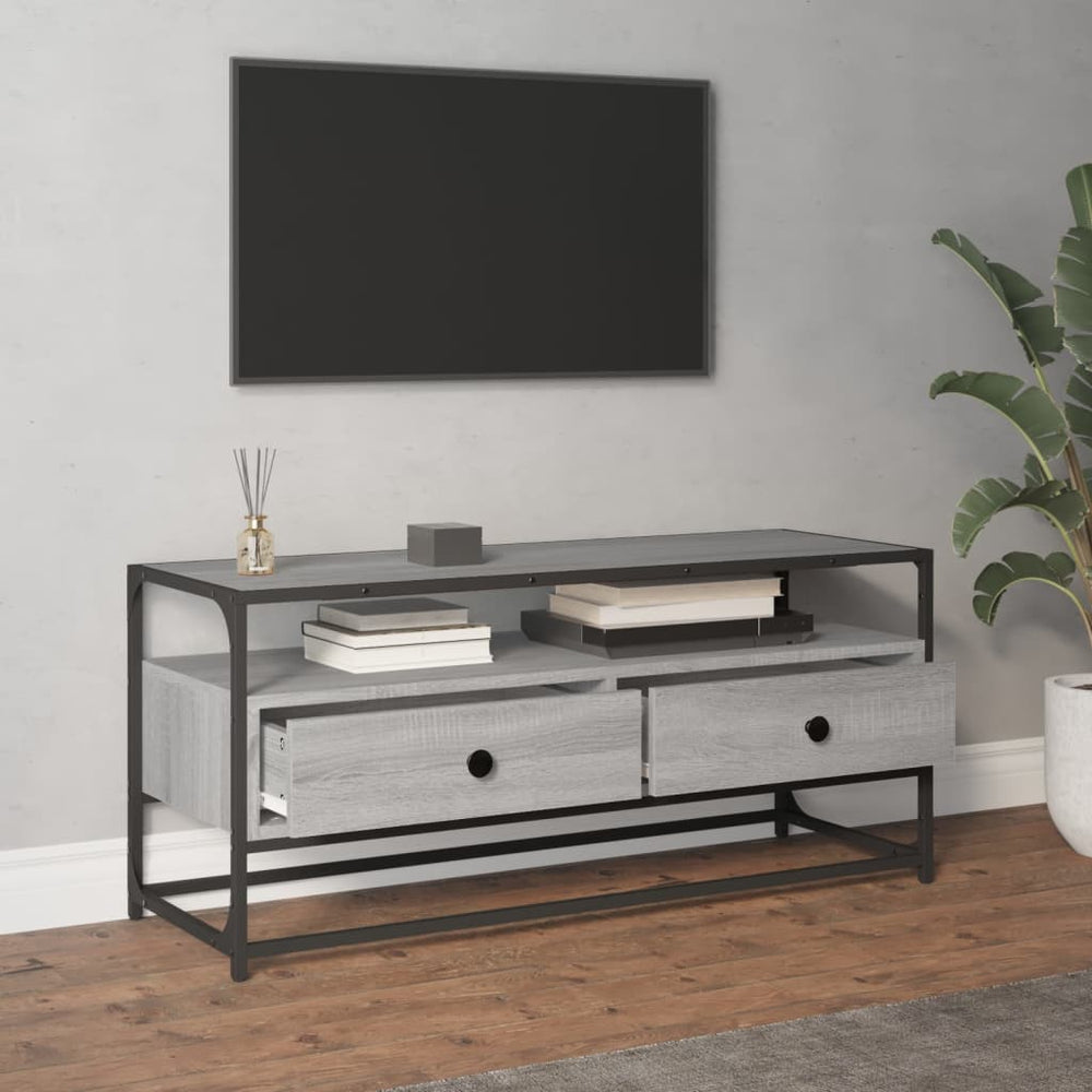 Tv-meubel 100x35x45 cm bewerkt hout grijs sonoma eikenkleurig MeubelReus