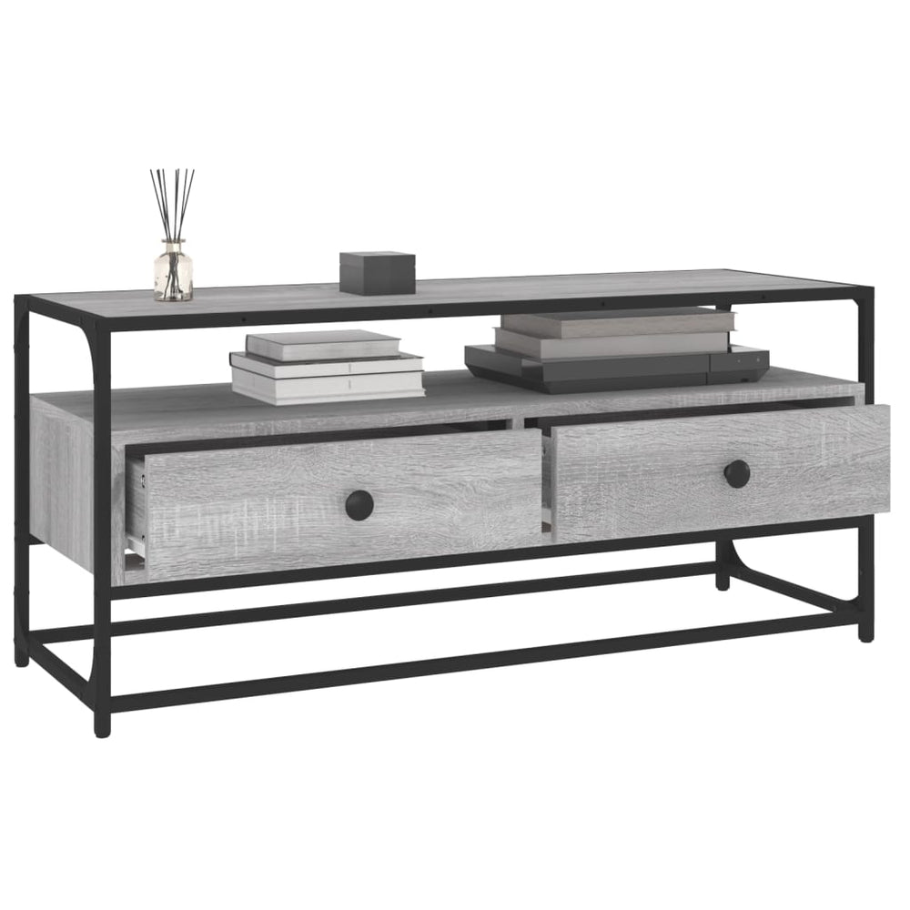 Tv-meubel 100x35x45 cm bewerkt hout grijs sonoma eikenkleurig MeubelReus