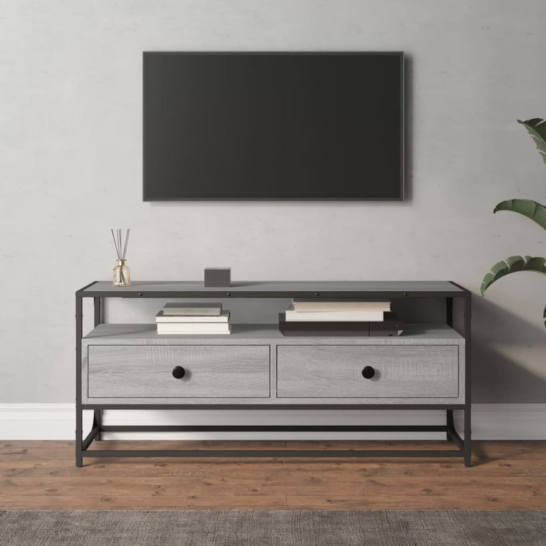Tv-meubel 100x35x45 cm bewerkt hout grijs sonoma eikenkleurig MeubelReus