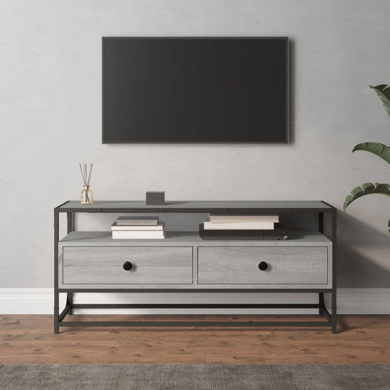 Tv-meubel 100x35x45 cm bewerkt hout grijs sonoma eikenkleurig MeubelReus