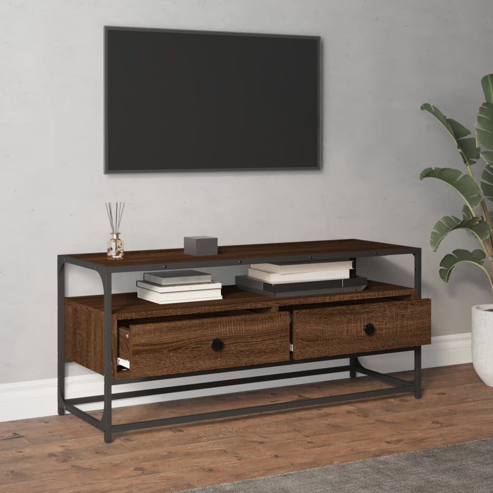 Tv-meubel 100x35x45 cm bewerkt hout bruin eikenkleur MeubelReus