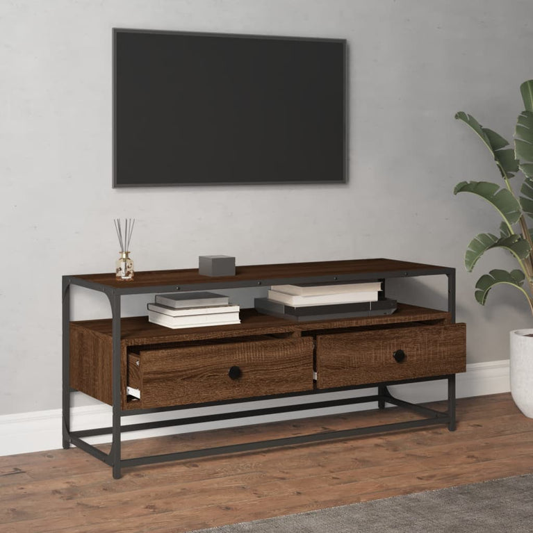 Tv-meubel 100x35x45 cm bewerkt hout bruin eikenkleur MeubelReus