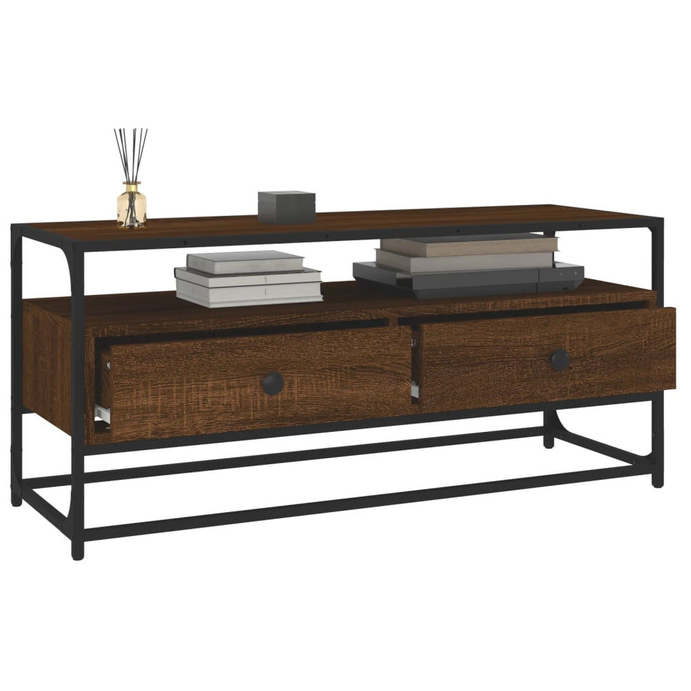 Tv-meubel 100x35x45 cm bewerkt hout bruin eikenkleur MeubelReus