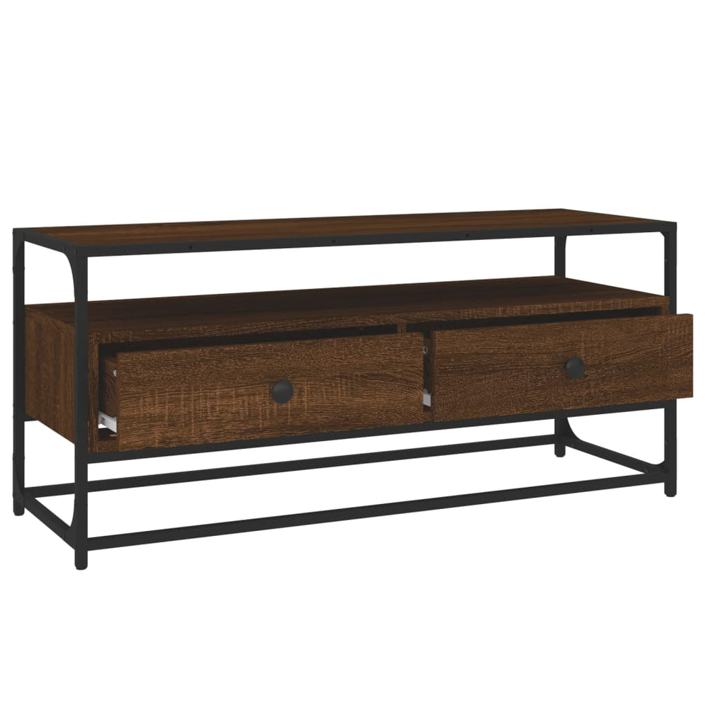 Tv-meubel 100x35x45 cm bewerkt hout bruin eikenkleur MeubelReus