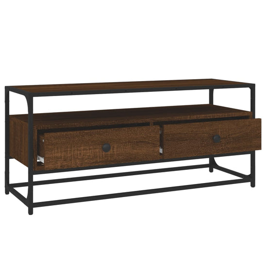 Tv-meubel 100x35x45 cm bewerkt hout bruin eikenkleur MeubelReus