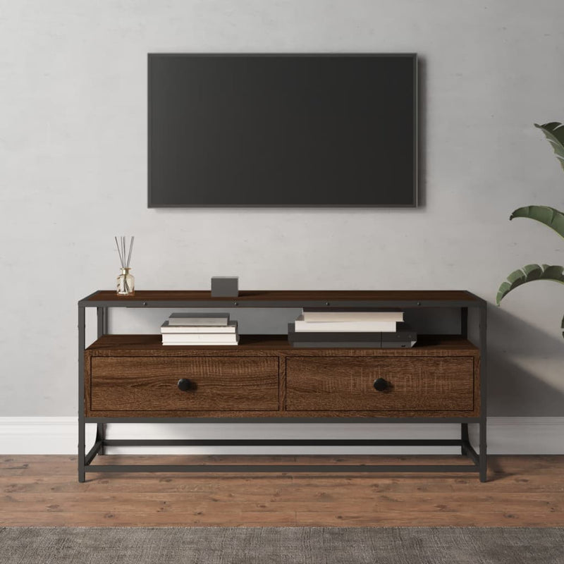 Tv-meubel 100x35x45 cm bewerkt hout bruin eikenkleur MeubelReus