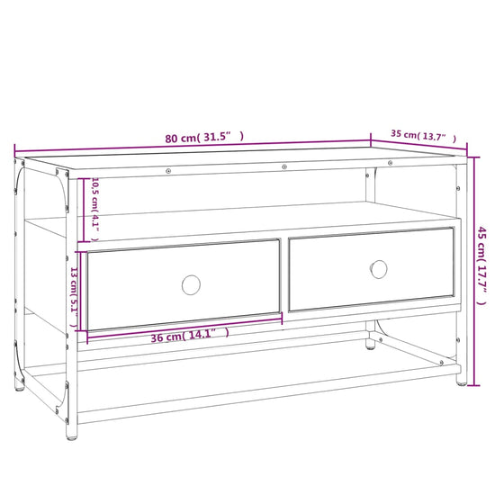 Tv-meubel 80x35x45 cm bewerkt hout grijs sonoma eikenkleurig MeubelReus