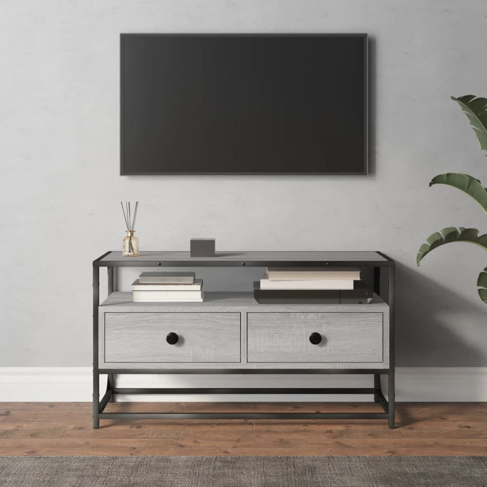 Tv-meubel 80x35x45 cm bewerkt hout grijs sonoma eikenkleurig MeubelReus
