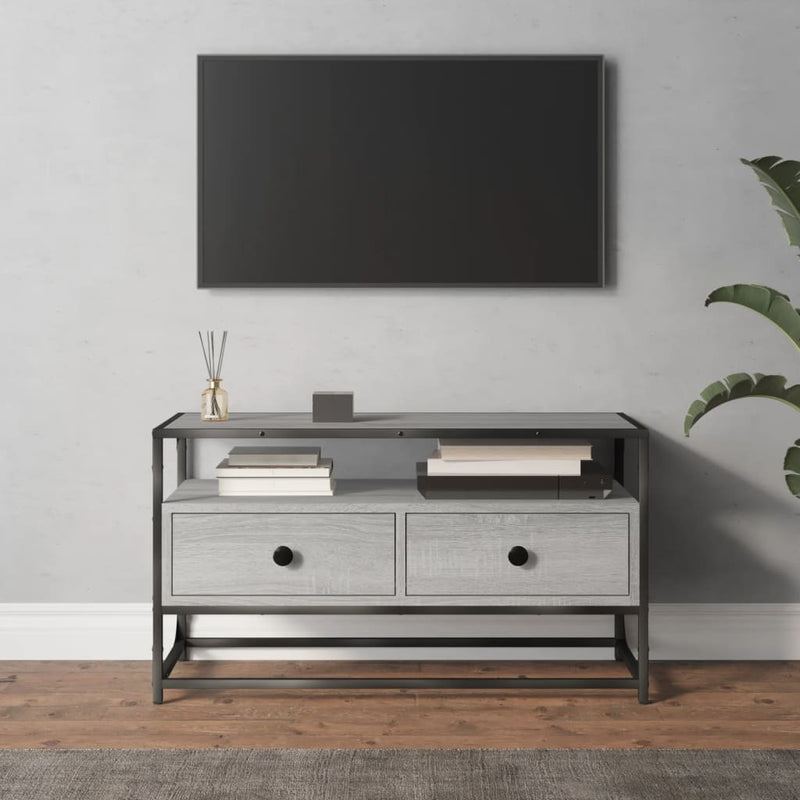 Tv-meubel 80x35x45 cm bewerkt hout grijs sonoma eikenkleurig MeubelReus