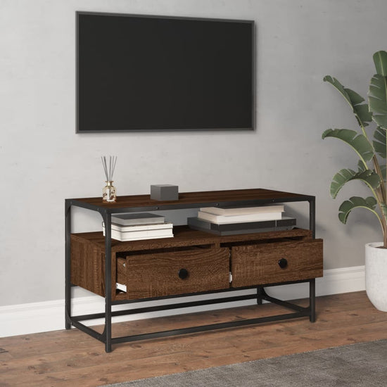 Tv-meubel 80x35x45 cm bewerkt hout bruin eikenkleur MeubelReus