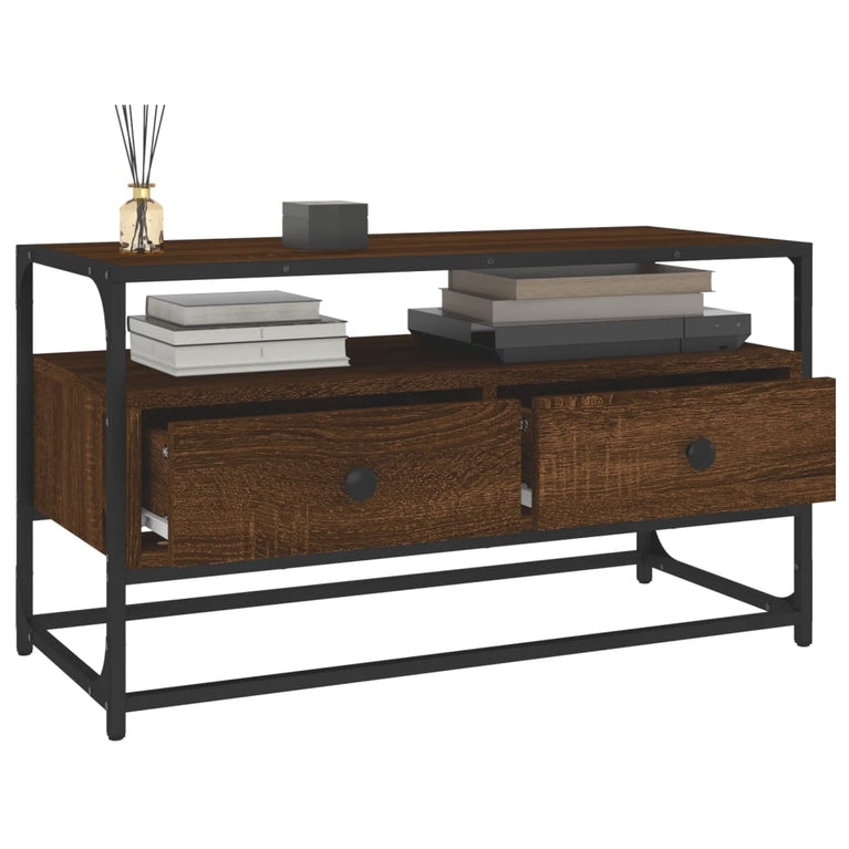 Tv-meubel 80x35x45 cm bewerkt hout bruin eikenkleur MeubelReus