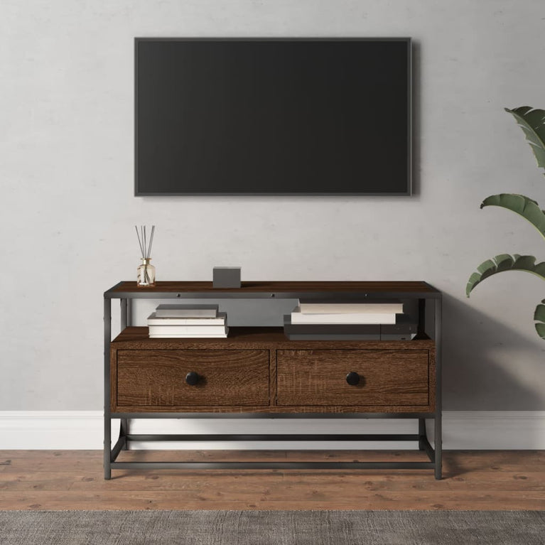 Tv-meubel 80x35x45 cm bewerkt hout bruin eikenkleur MeubelReus
