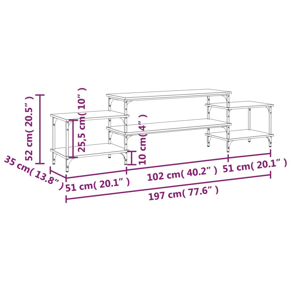 Tv-meubel 197x35x52 cm bewerkt hout sonoma eikenkleurig MeubelReus