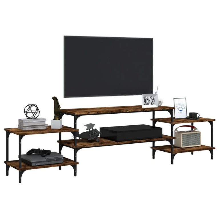 Tv-meubel 197x35x52 cm bewerkt hout gerookt eikenkleurig MeubelReus