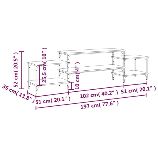 Tv-meubel 197x35x52 cm bewerkt hout gerookt eikenkleurig MeubelReus