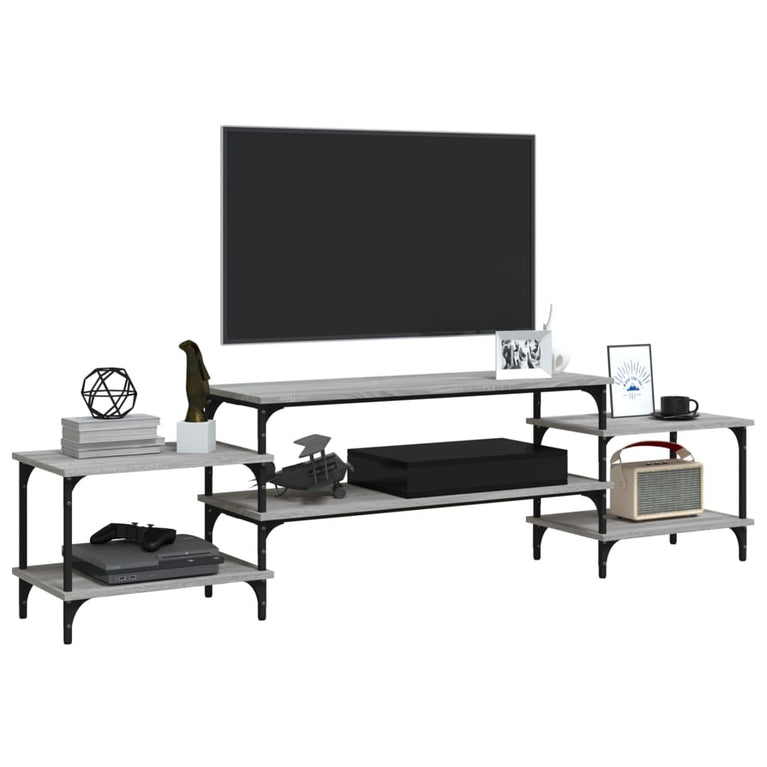 Tv-meubel 197x35x52 cm bewerkt hout grijs sonoma eikenkleurig MeubelReus
