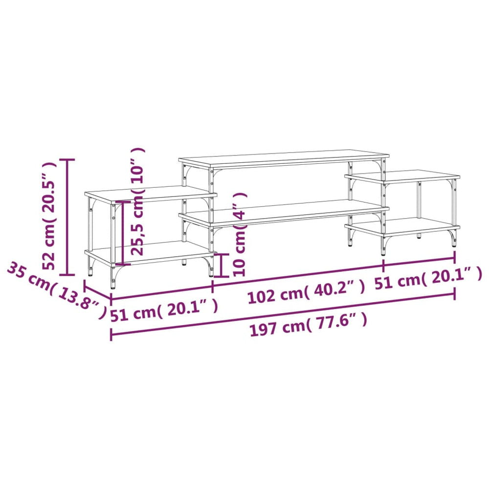 Tv-meubel 197x35x52 cm bewerkt hout grijs sonoma eikenkleurig MeubelReus