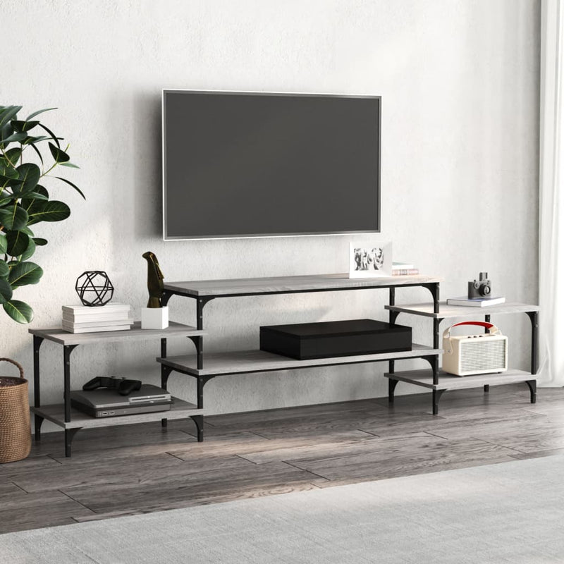 Tv-meubel 197x35x52 cm bewerkt hout grijs sonoma eikenkleurig MeubelReus