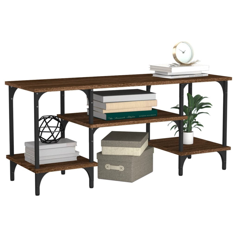 Tv-meubel 102x35x45,5 cm bewerkt hout bruin eikenkleur MeubelReus