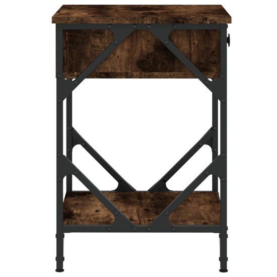 Nachtkastje 40x42x60 cm bewerkt hout gerookt eikenkleurig MeubelReus