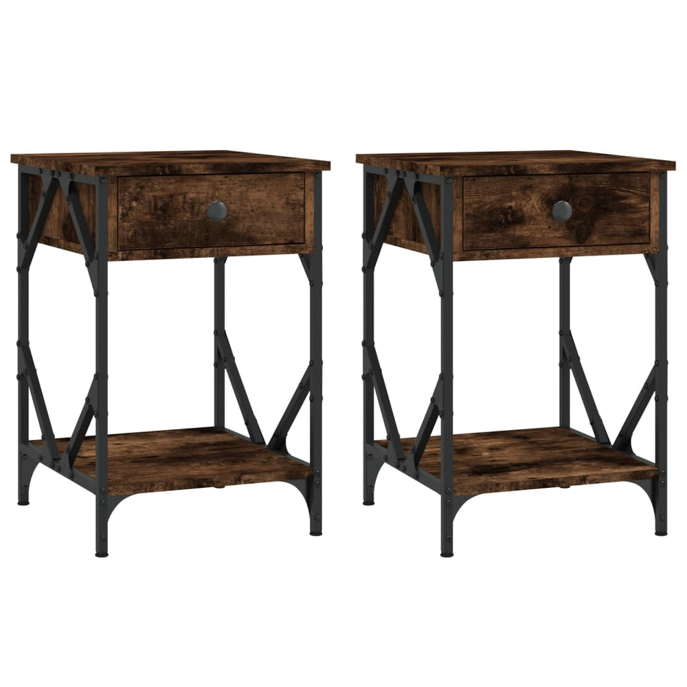 Nachtkastjes 2 st 40x42x60 cm bewerkt hout gerookt eikenkleurig MeubelReus