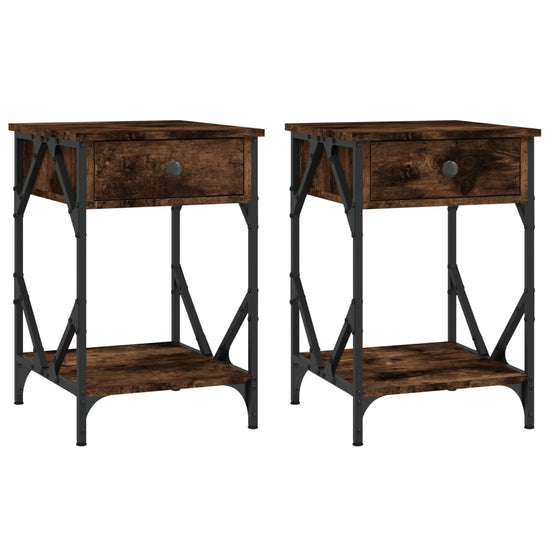 Nachtkastjes 2 st 40x42x60 cm bewerkt hout gerookt eikenkleurig MeubelReus