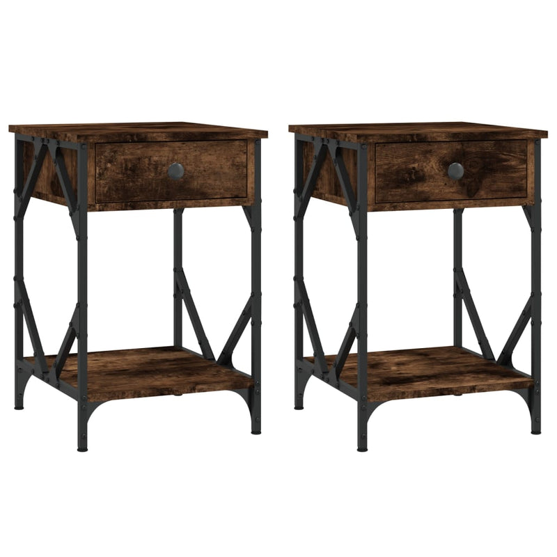 Nachtkastjes 2 st 40x42x60 cm bewerkt hout gerookt eikenkleurig MeubelReus