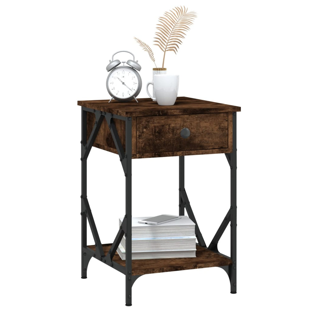 Nachtkastjes 2 st 40x42x60 cm bewerkt hout gerookt eikenkleurig MeubelReus