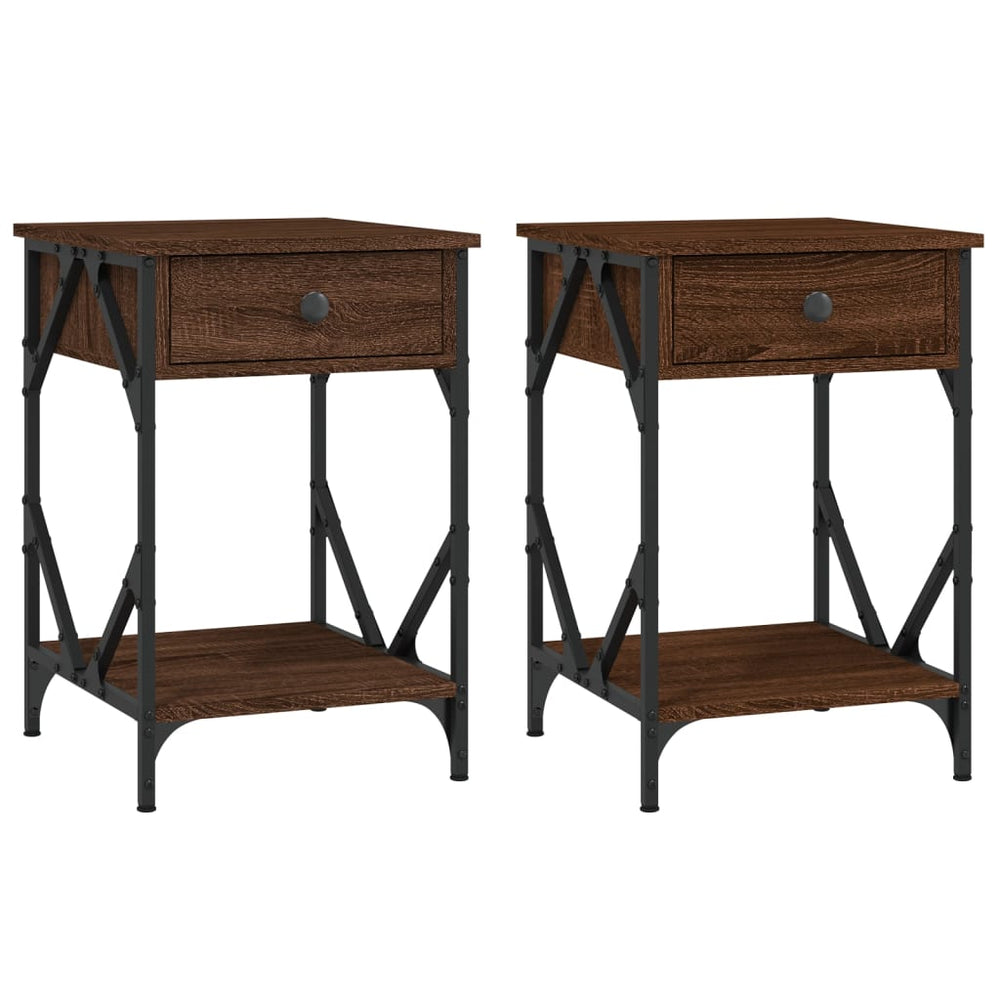 Nachtkastjes 2 st 40x42x60 cm bewerkt hout bruin eikenkleur MeubelReus