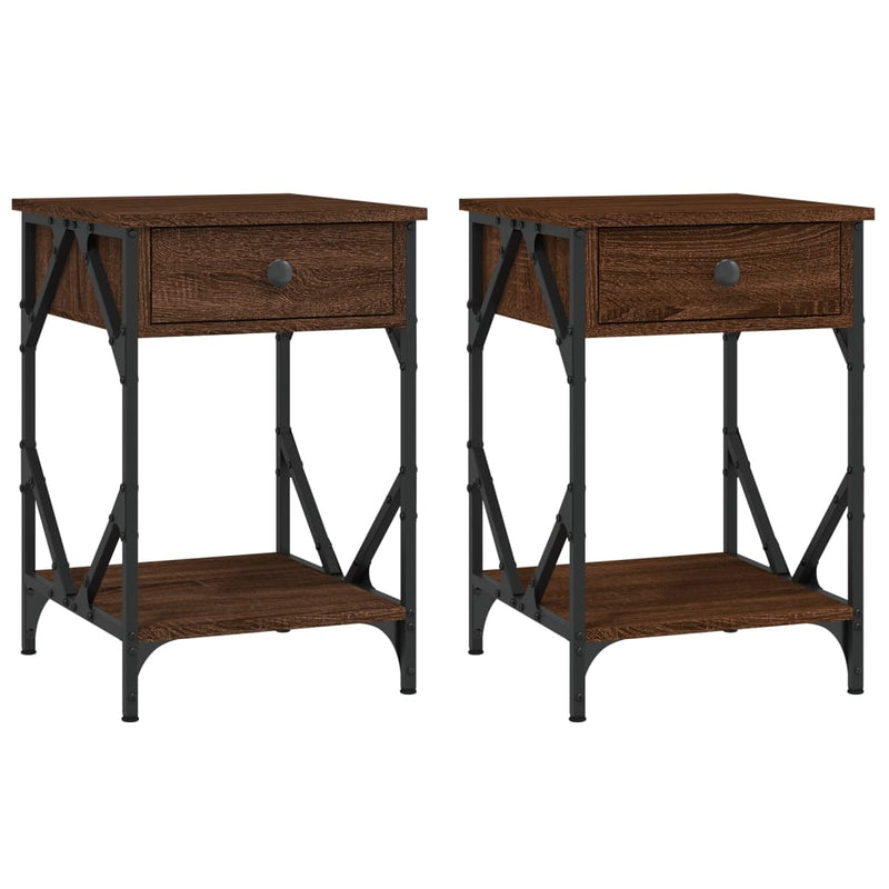 Nachtkastjes 2 st 40x42x60 cm bewerkt hout bruin eikenkleur MeubelReus