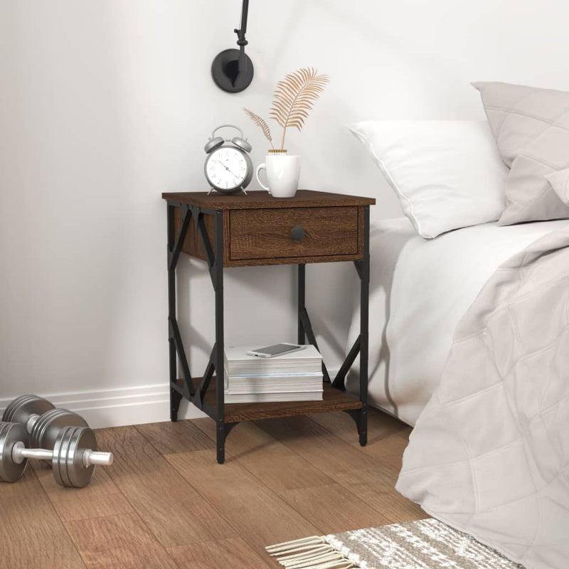 Nachtkastjes 2 st 40x42x60 cm bewerkt hout bruin eikenkleur MeubelReus