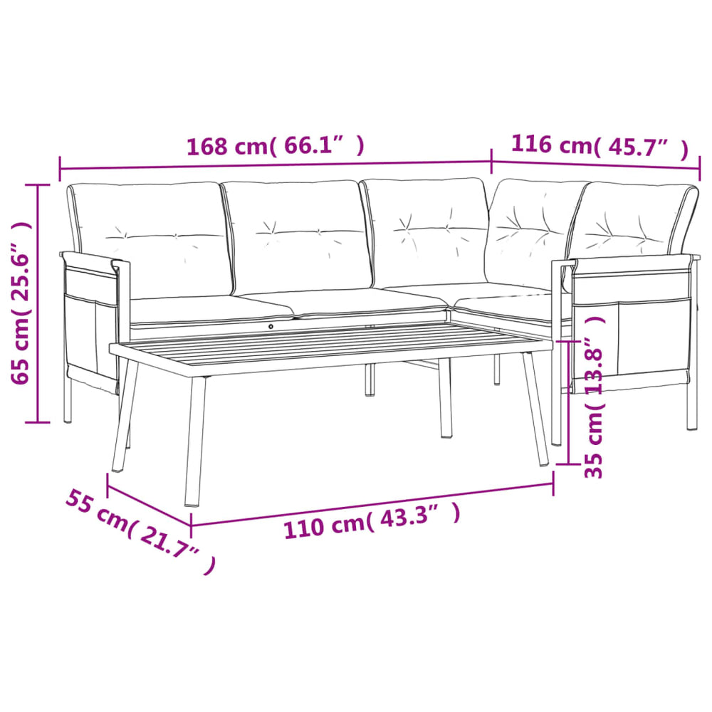 2-delige Loungeset staal antracietkleurig MeubelReus