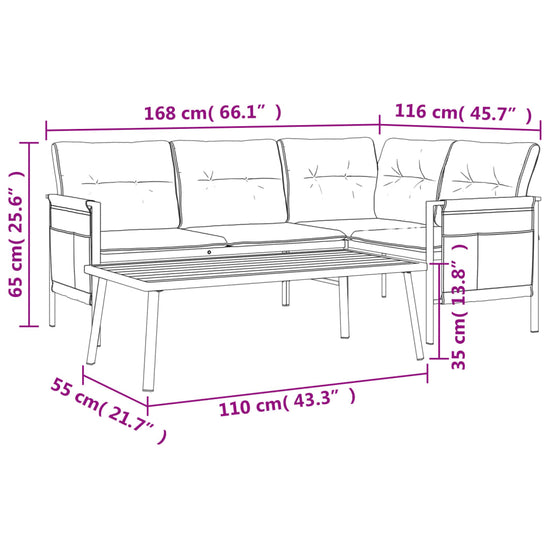 2-delige Loungeset staal antracietkleurig MeubelReus