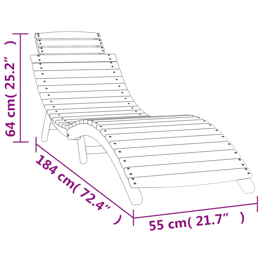 Ligbed 184x55x64 cm massief acaciahout wit MeubelReus