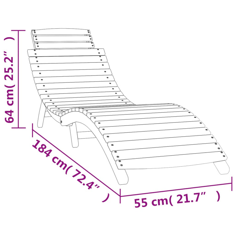 Ligbed 184x55x64 cm massief acaciahout wit MeubelReus