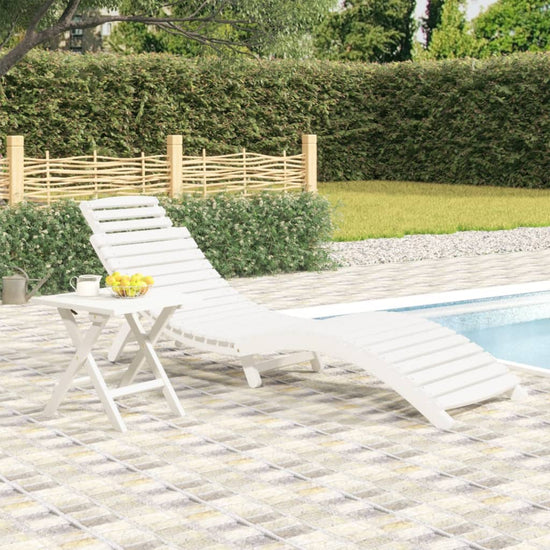 Ligbed 184x55x64 cm massief acaciahout wit MeubelReus