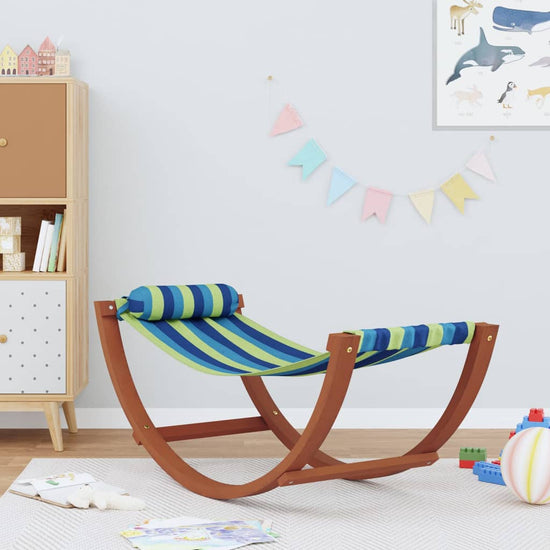 Hangmatschommel voor kinderen stof blauw en groen MeubelReus