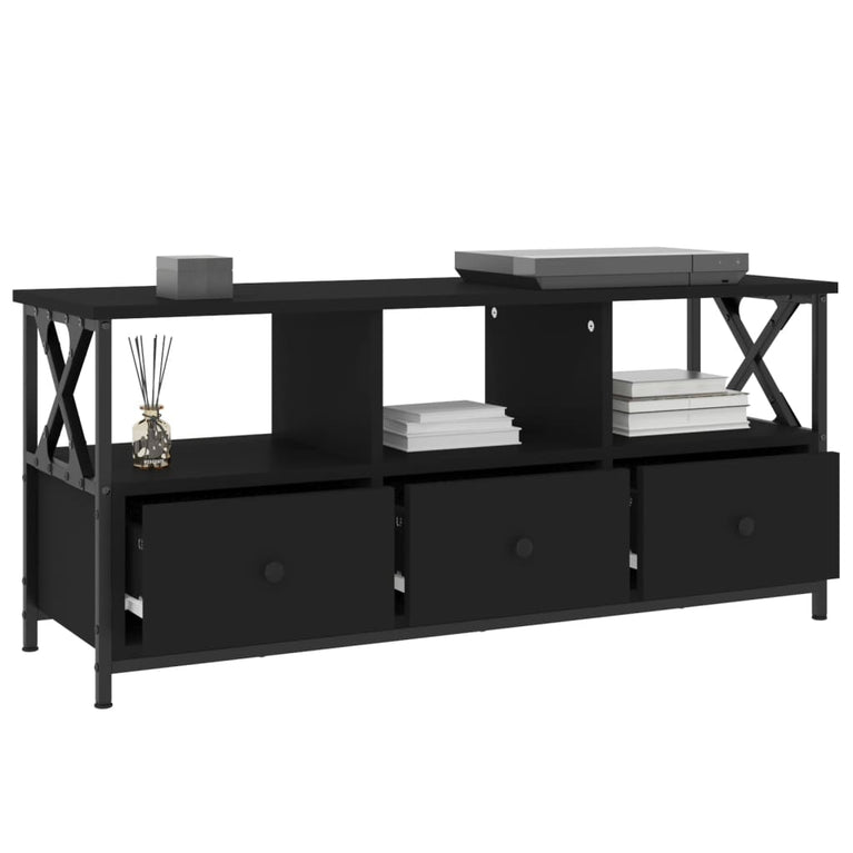 Tv-meubel 102x33x45 cm bewerkt hout en ijzer zwart MeubelReus