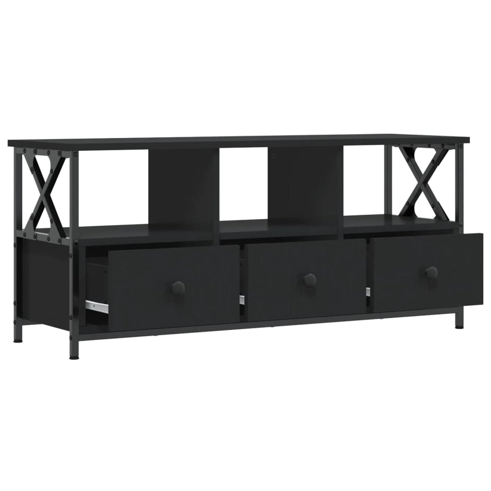 Tv-meubel 102x33x45 cm bewerkt hout en ijzer zwart MeubelReus