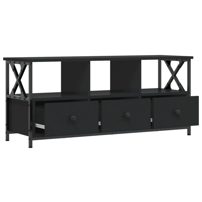 Tv-meubel 102x33x45 cm bewerkt hout en ijzer zwart MeubelReus