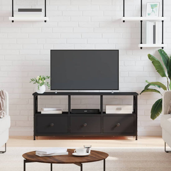 Tv-meubel 102x33x45 cm bewerkt hout en ijzer zwart MeubelReus