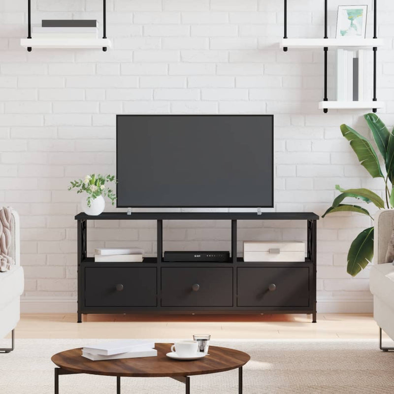 Tv-meubel 102x33x45 cm bewerkt hout en ijzer zwart MeubelReus
