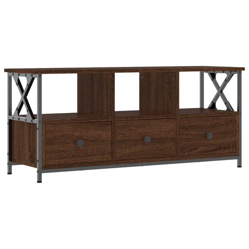 Tv-meubel 102x33x45 cm bewerkt hout en ijzer bruin eikenkleur MeubelReus