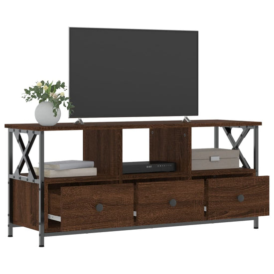 Tv-meubel 102x33x45 cm bewerkt hout en ijzer bruin eikenkleur MeubelReus