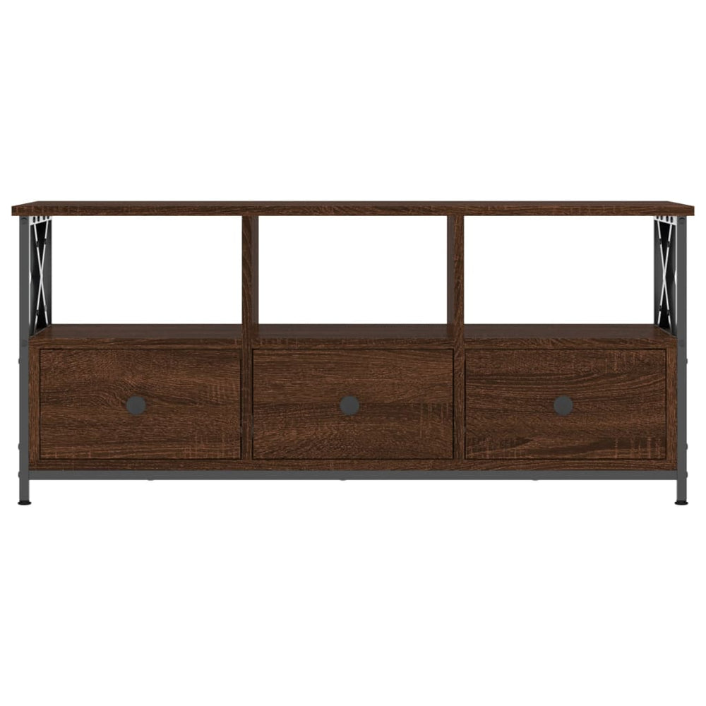 Tv-meubel 102x33x45 cm bewerkt hout en ijzer bruin eikenkleur MeubelReus