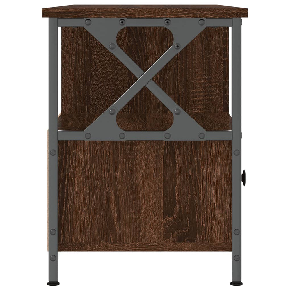 Tv-meubel 102x33x45 cm bewerkt hout en ijzer bruin eikenkleur MeubelReus